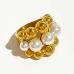 18K Gold Plated Baroque Pearl Chunky Vintage ring - Purrfect Bling