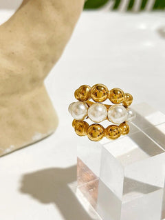 18K Gold Plated Baroque Pearl Chunky Vintage ring - Purrfect Bling