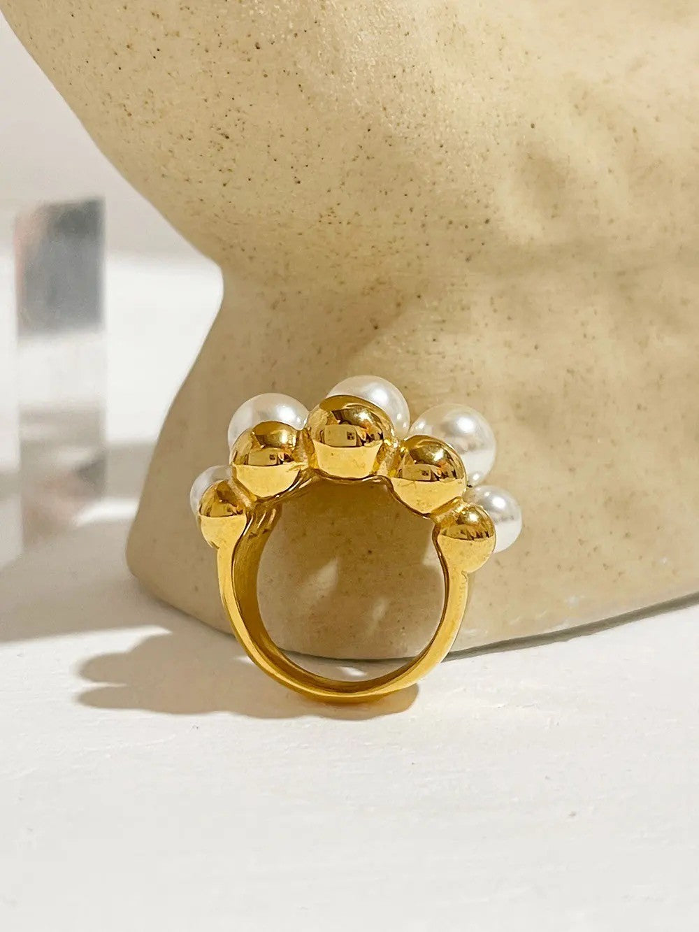 18K Gold Plated Baroque Pearl Chunky Vintage ring - Purrfect Bling