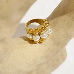 18K Gold Plated Baroque Pearl Chunky Vintage ring - Purrfect Bling