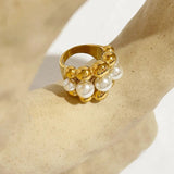 18K Gold Plated Baroque Pearl Chunky Vintage ring - Purrfect Bling