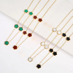 18K Gold Plated Clover Necklace, Bracelet, Earring 3 Piece Set - Purrfect Bling