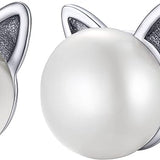 Purrfect Peal Whiskers 925 silver plated cat shaped pearl studs - Purrfect Bling