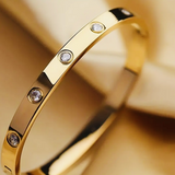 Gold Plated Bangle Bracelet Diamond Accents