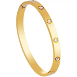 Gold Plated Bangle Bracelet Diamond Accents