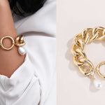 Chunky Pearl Decor Chain Bracelet - Purrfect Bling