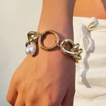 Chunky Pearl Decor Chain Bracelet - Purrfect Bling