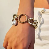 Chunky Pearl Decor Chain Bracelet - Purrfect Bling