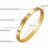 Gold Plated Bangle Bracelet Diamond Accents