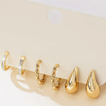 Stunning set of 3 pairs of 18K gold-plated fashion earrings - Purrfect Bling