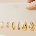 Stunning set of 3 pairs of 18K gold-plated fashion earrings - Purrfect Bling