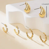 Stunning set of 3 pairs of 18K gold-plated fashion earrings - Purrfect Bling