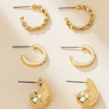 Stunning set of 3 pairs of 18K gold-plated fashion earrings - Purrfect Bling