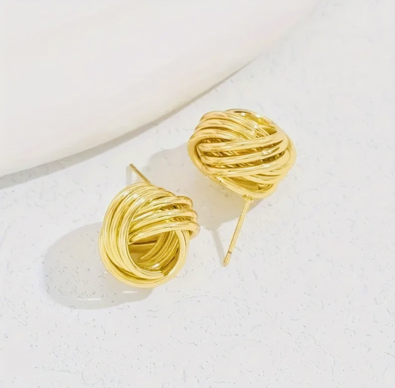 Gold Knot Earrings Gold Earrings Statement Earrings Gold Chunky Earrings Triple Knot Earrings - Purrfect Bling