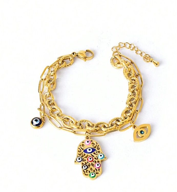 Sahara Mystique Hamsa Eye Bracelet - Purrfect Bling