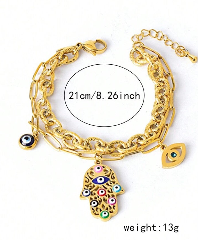 Sahara Mystique Hamsa Eye Bracelet - Purrfect Bling