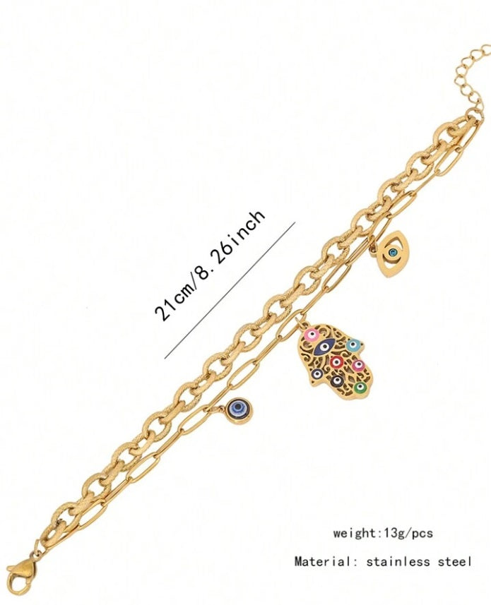 Sahara Mystique Hamsa Eye Bracelet - Purrfect Bling