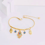 Hamsa 18K Gold Plated Sahara Mystic Eye Hand Bracelet - Purrfect Bling