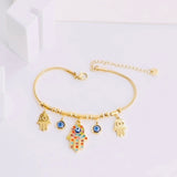 Hamsa 18K Gold Plated Sahara Mystic Eye Hand Bracelet - Purrfect Bling