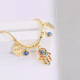 Hamsa 18K Gold Plated Sahara Mystic Eye Hand Bracelet - Purrfect Bling