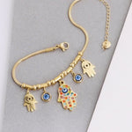 Hamsa 18K Gold Plated Sahara Mystic Eye Hand Bracelet - Purrfect Bling