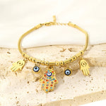 Hamsa 18K Gold Plated Sahara Mystic Eye Hand Bracelet - Purrfect Bling