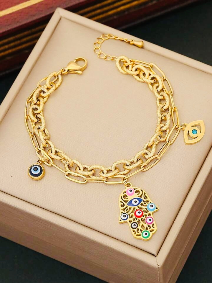 Sahara Mystique Hamsa Eye Bracelet - Purrfect Bling