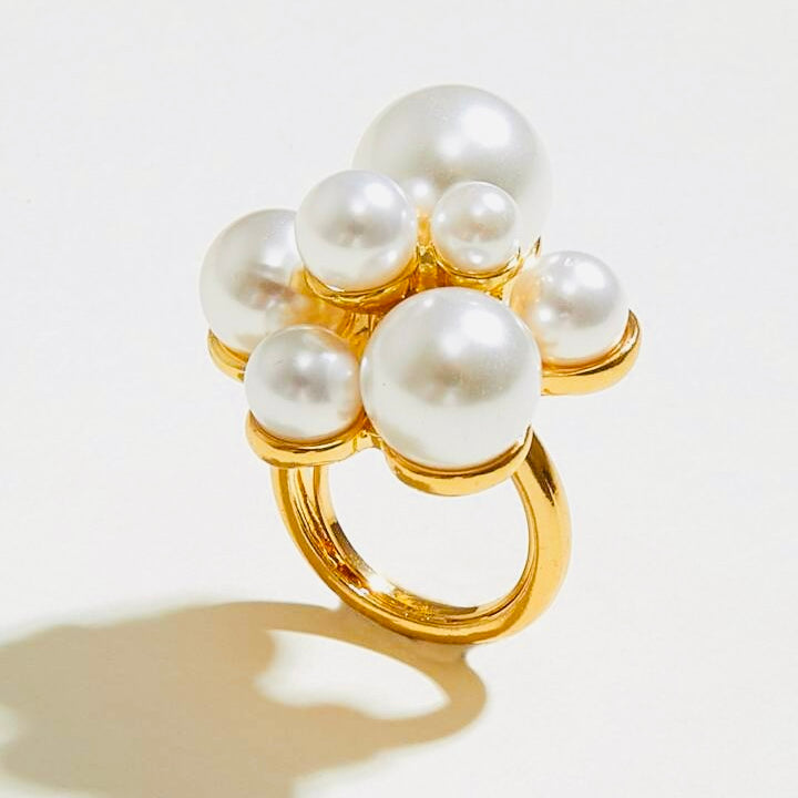 Pearl Blossom Cluster Ring - Purrfect Bling