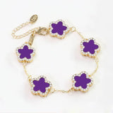 Royal Amethyst  Purple Clover Bracelet