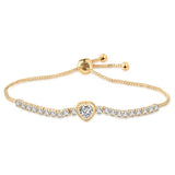 Purrfect Bling Gold Plated Eternal Sparkle Heart Charm Tennis Bracelet. - Purrfect Bling