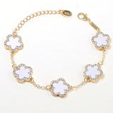 White Pearl Clover Bracelet