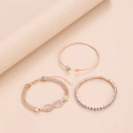 Bracelet Vintage 3 pcs set Love Heart Open Bangle Rhinestone Infinite Bracelet - Purrfect Bling