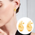 New Chunky Gold Tear Drop, Raindrop Earrings 18K Real Gold Plated Bottega Dupe - Purrfect Bling