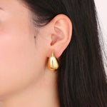 New Chunky Gold Tear Drop, Raindrop Earrings 18K Real Gold Plated Bottega Dupe - Purrfect Bling